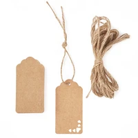 100pcsbag kraft blank label paper price tags with jute twine hang paper gift cards label hang tag merchandise jewelry display