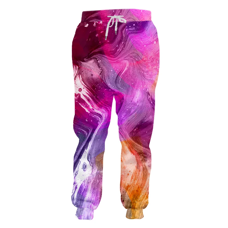 

UJWI Men Full Length Pants Unisex 3D Printed Pink Rainbow Sweatpants Man Casual Sweat Pants Homme Workout Joggers Large Size 5XL