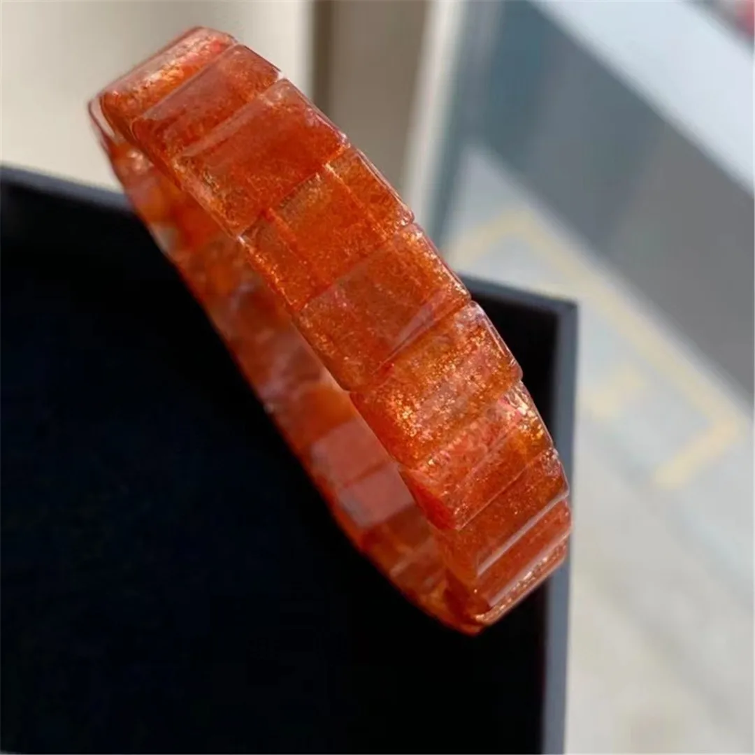 

Natural Gold Strawberry Quartz Orange Sunstone Bangle Bracelet Jewelry For Women Men Gift Crystal 11x7mm Beads Gemstone AAAAA