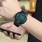 Часы наручные мужские с резиновым ремешком, модные водонепроницаемые цифровые спортивные повседневные электронные простые с ЖК дисплеем, с секундомером, с датой