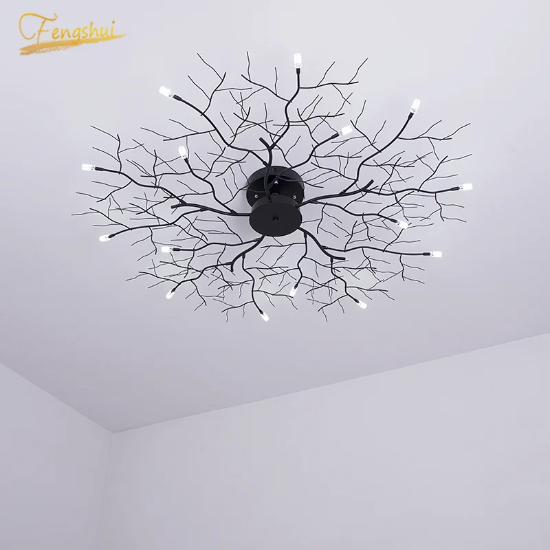 

Modern LED Ceiling Lamp Chandelier Lighting Nordic Wrought Iron Branches Lamp Loft Ceiling Lamp Hotel Living Room Decor Fixtures