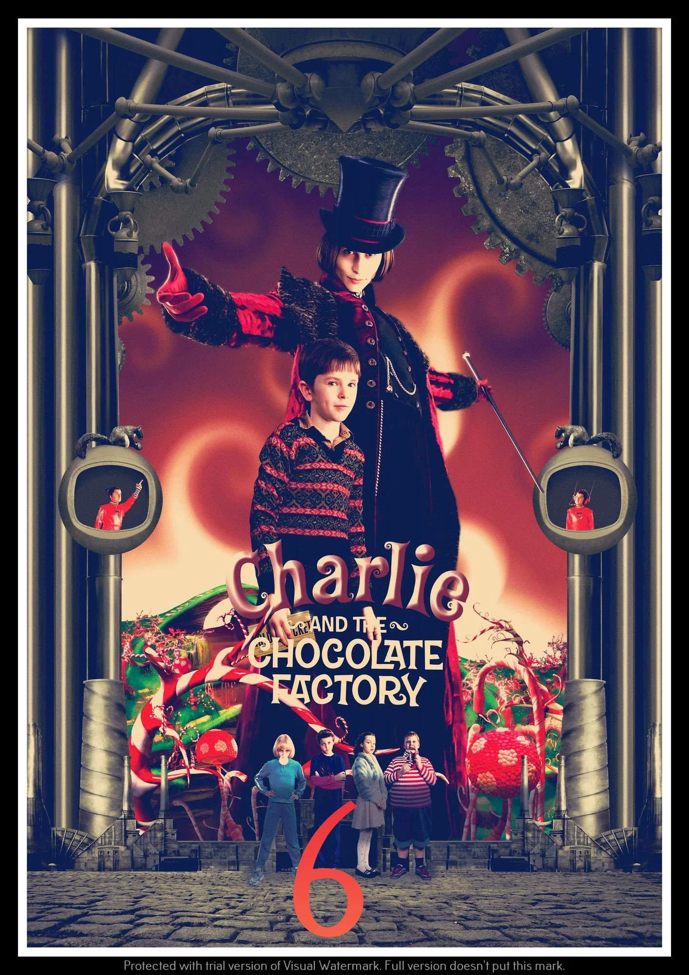 Charlie and the Chocolate Factory плакат декоративный DIY настенный холст стикер домашний бар художественные Плакаты Декор - Цвет: Розовый