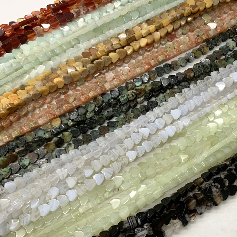 

Veemake Амазонит, нефрит, агат, яшма, бирюза, тигровый глаз, авантюрин, плоское маленькое сердце, «сделай сам», ожерелье, браслет, серьги, натурал...