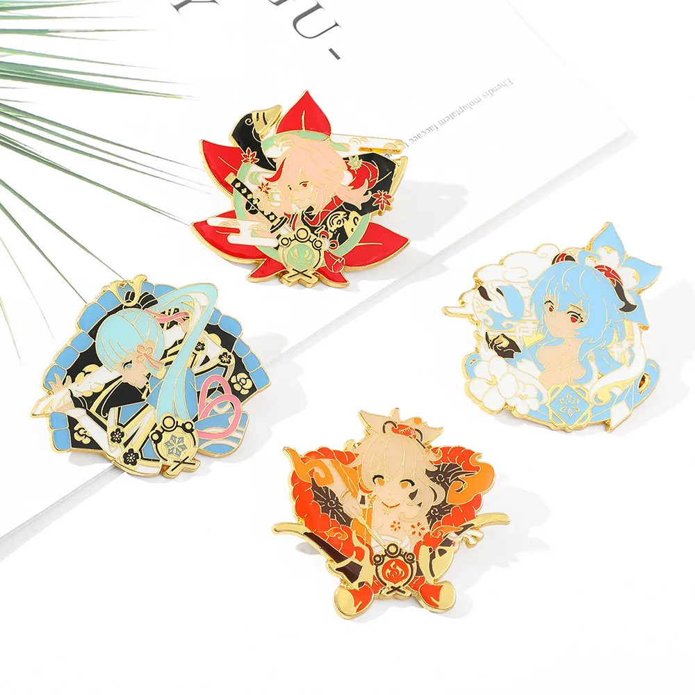 

Game Genshin Impact Naganohara Yoimiya Kaedehara Kazuha Ganyu Cosplay Costume Badge Pin Alloy Brooch Props Christmas Gift