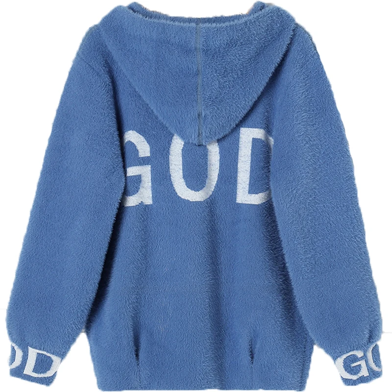 Top selling product Youth Clothing Shaggy Coat Fashion Women Fur Outerwear Autumn / Winter Hooded Imitation Mink Cardigan 408