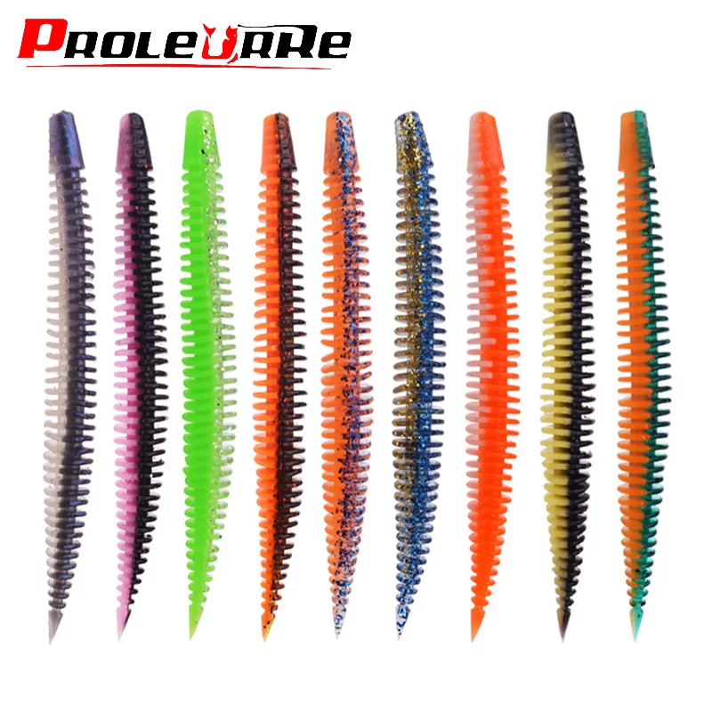 

10pcs Fishy Smell Worm Soft Bait 80mm 2.3g Double Colors Silicone Jig Wobblers Fishing Lures Tail Swimbaits for Bass Pike Tackle