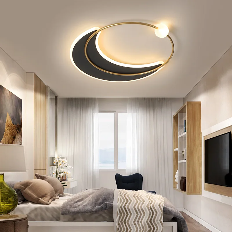 

Nordic room lamp light luxury round simple modern ceiling lamp atmospheric home study net red creative bedroom lamps