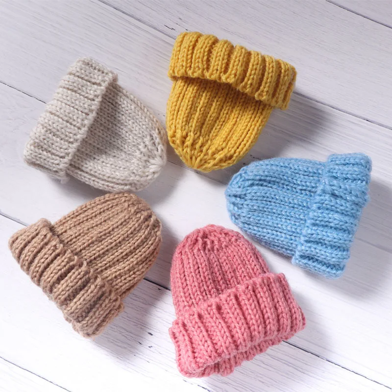 

1pcs 5 kinds color 14cm mini ball knitted children's hats DIY handmade clothes soft sewing material hat bag art hair accessories