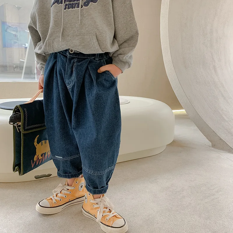 

Boys Fashion Jeans Korean Style Childrten 2022 Spring Loose Demin Pants New Fashion Kids Casual Trousers, #9366