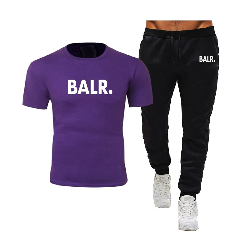 

BALR New Hot Sale Men's T-Shirt + Pants Two-Piece Suit 2021 Summer Thin Print Short-Sleeved Trousers Men's Sports Fitness Suit
