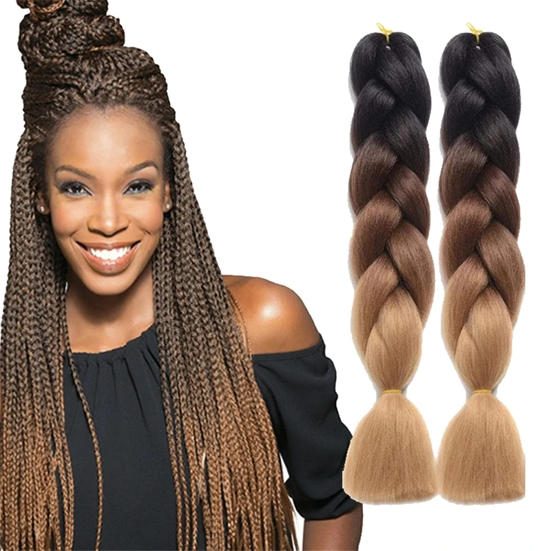 SmartBraid Джамбо косы синтетические волосы чистый блонд розовый зеленый цвет Омбре 24