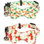 Ошейник для кошек с застежкой-колокольчиком, ошейники для кошек с бантиком, регулируемые ошейники с изображением ананаса и вишни
