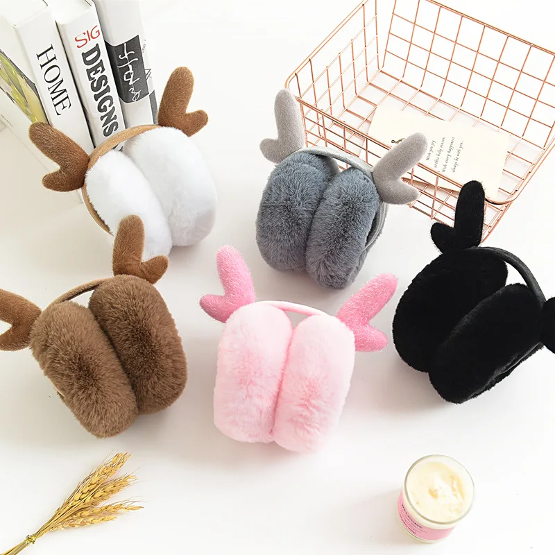 Новые зимние наушники 2020 теплые складные плюшевые дизайнерские с оленями милые