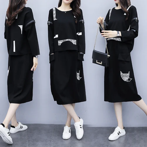 

Large Size 2 Pcs Set Women Skirt Sets Casual Women Matching Set Outfit Korean Set Top And Skirt Set Ensemble Femme Deux Pieces