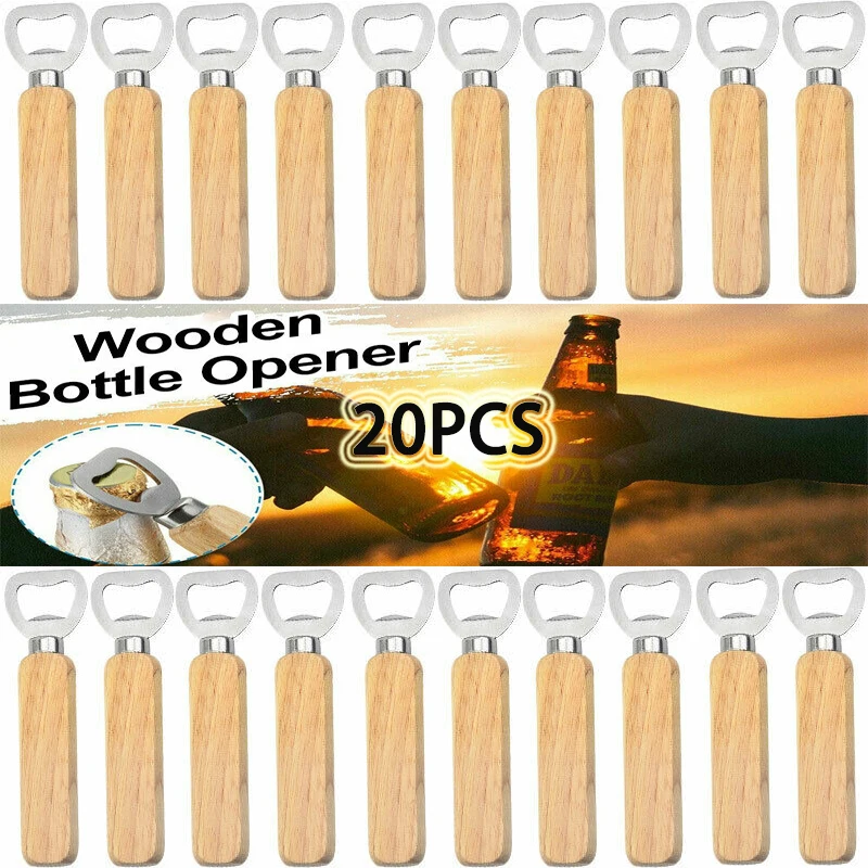 20Pcs/Lot Wooden Bottle Opener Beer Can Opener Household Kit