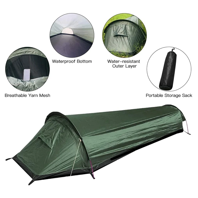 

Top!-1 Person Backpack Camping Tent, Ultralight Single Person Tent, Outdoor Camping Tent,Green