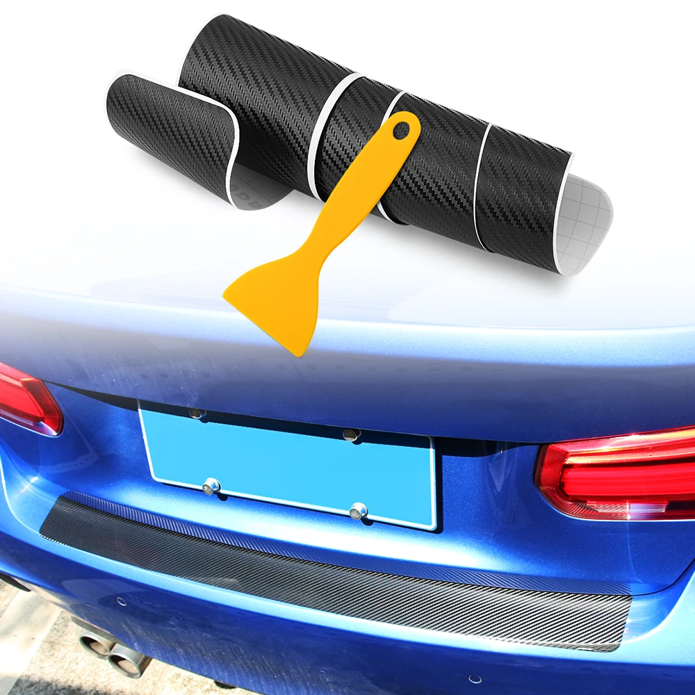 Автомобильный задний бампер Защита Стикеры пленка из углеродного волокна для vw