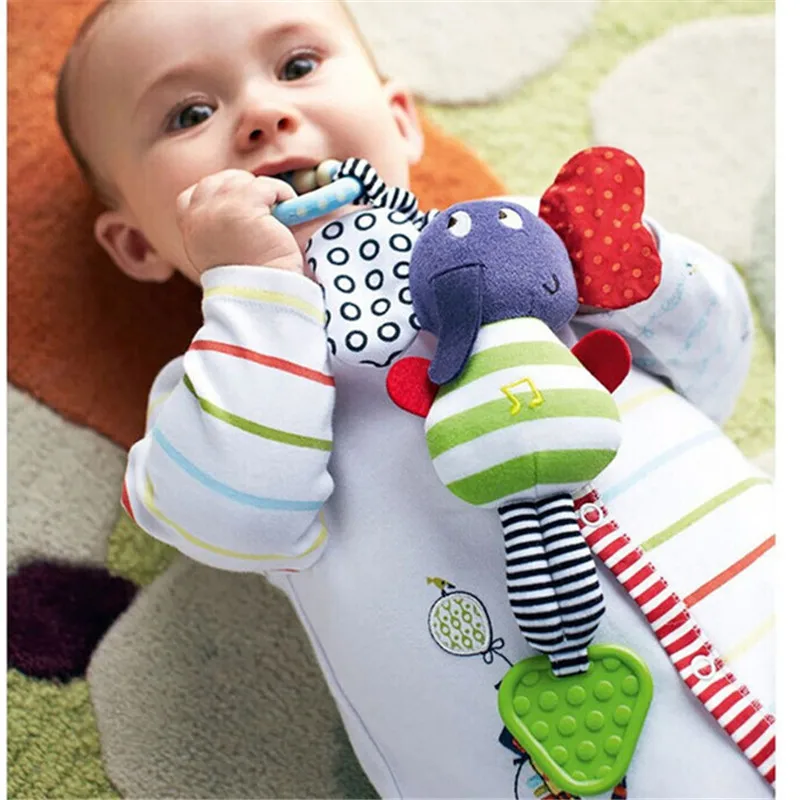 

2018 Christmas Music Elephant Lathe Rattles Hang Baby Kids Dolls Educational Toys Teether hanging bed hanging belt