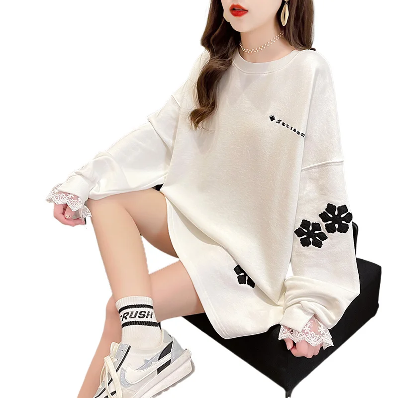 

Недорогой свитер Real Shot, женский длинный тонкий свитер с вышивкой на весну и осень