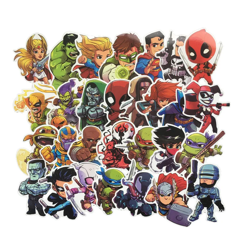 10/30/50Pcs Disney Marvel The Avengers Super Hero Stickers Skateboard Laptop Luggage Car Cartoon Decoration Stationery Kids Toy - купить по