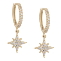 original brand hawaiian jewelry wholesale gold 925 silver crystal cz stone star drop earring