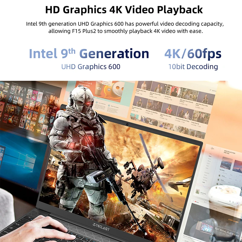 Ультратонкий ноутбук Teclast F15 Plus 2 1 65 кг 15 6 дюйма 1920x1080 Windows 10 Intel Gemini Lake Refresh 8 ГБ ОЗУ 256