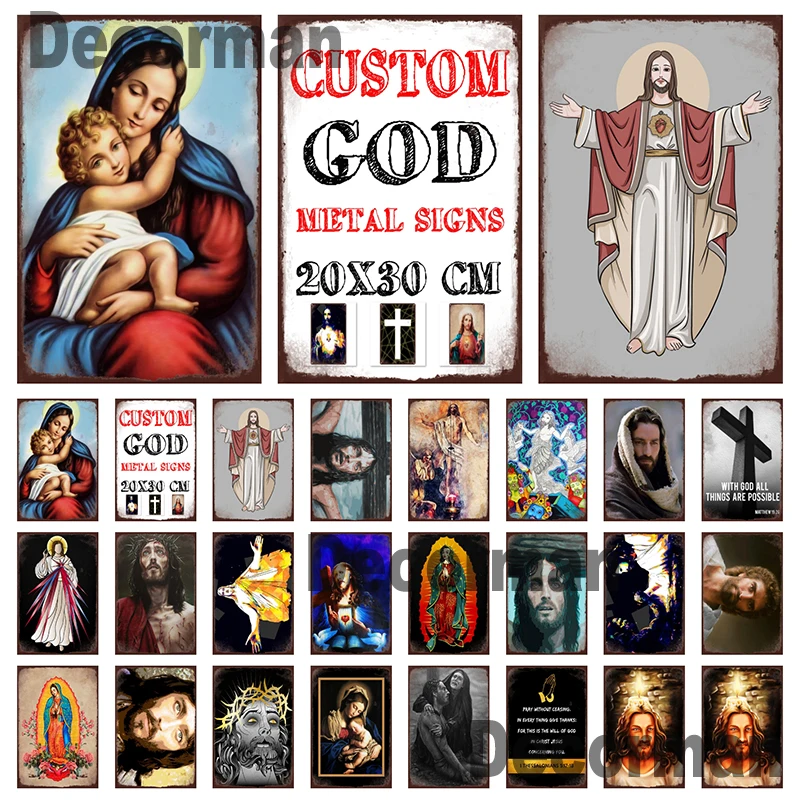 

[ Mike86 ] Virgin Mary SON GOD Tin sign Wall Plaque Vintage Painting Store Pub Decoration LTA-3159 20*30 CM home decor