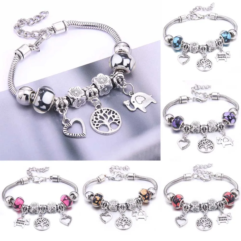 

Charm Bracelet & Bangles Heart Elephant Beads Bracelets Brands Bracelets Fit Women Girl Friendship Gift Jewelry Dropshipping