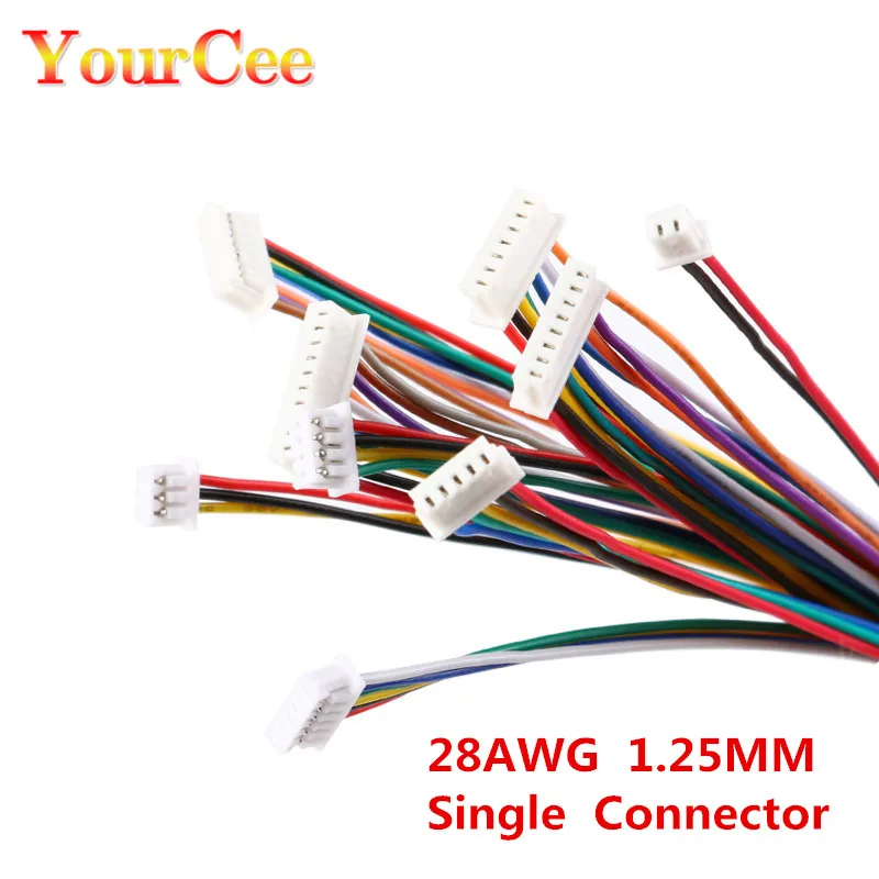 

Коннекторы для кабелей XH 1,25 JST, 5 шт., 2/3/4/5/6/7/8/9/10 контактов, 10 см