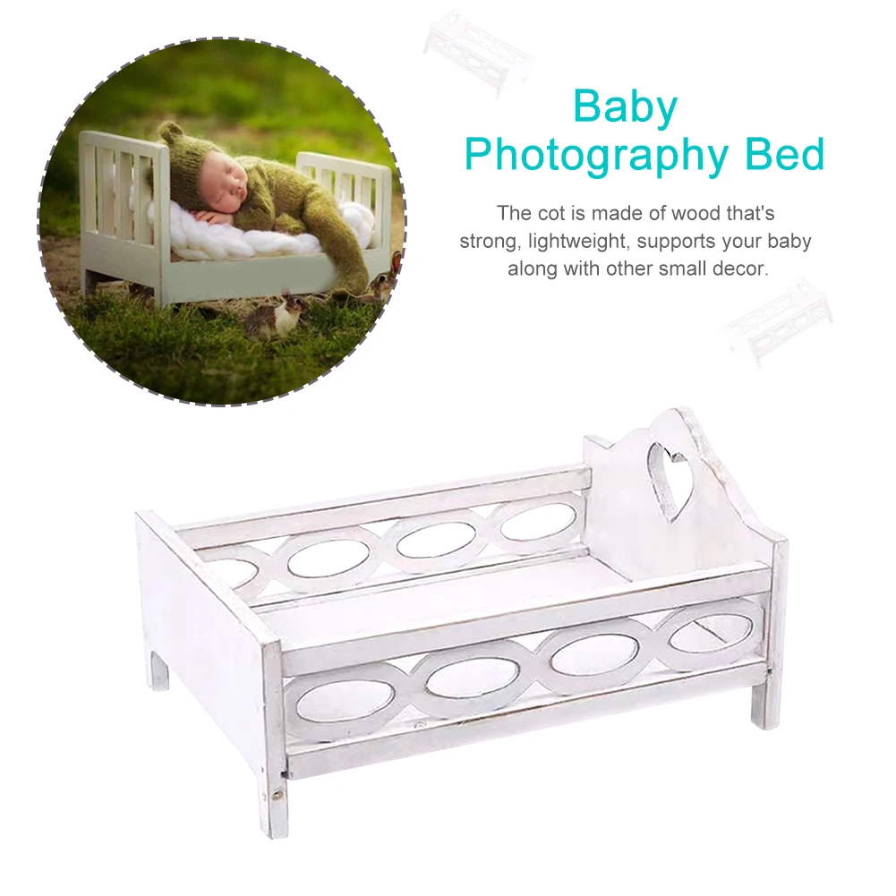 Cute Studio Background Vintage Accessories Wooden Cot Gift Crib Baby Photography Bed Posing Props Shooting Newborn Small images - 6