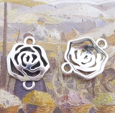 

Jewelry making connector 10pcs 21x17mm antique silver color Flower piece connector