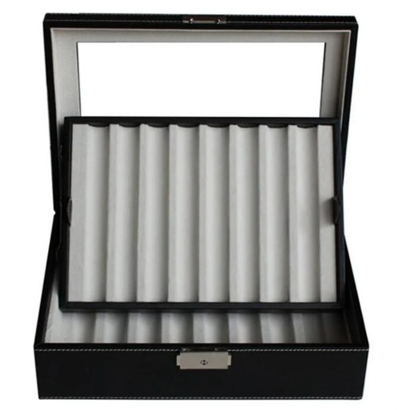 

16 Slots Wooden Pen Box Pen Fountain Wood Display Case Holder Storage Collector Organizer Box Rosewood/Walnut Wood