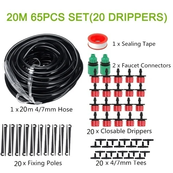 

2/5/10/15/20/25M DIY Garden Micro Drip Irrigation System Plant Flower Automatic Watering Sprinkler Kit with Adjustable Drippers