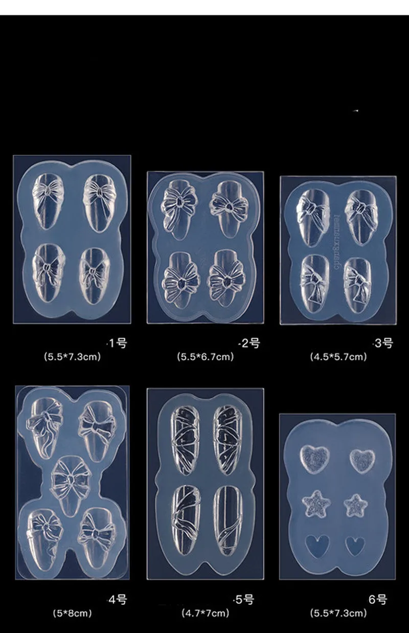 

3pcs/pack of High Quality Nail Tools Candy Bear 3D Charm Carved Bow-knot Mold DIY Nail Decoration Accessories Mold