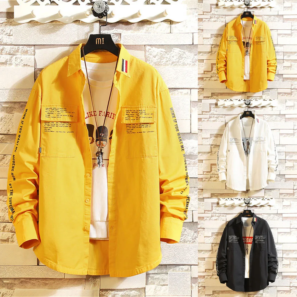 

Vogue Men Shirt New Fashion Mens Casual Long Sleeve Casual Slim Fit Stylish Homme Loose Casual Daily Trend Tooling Shirt