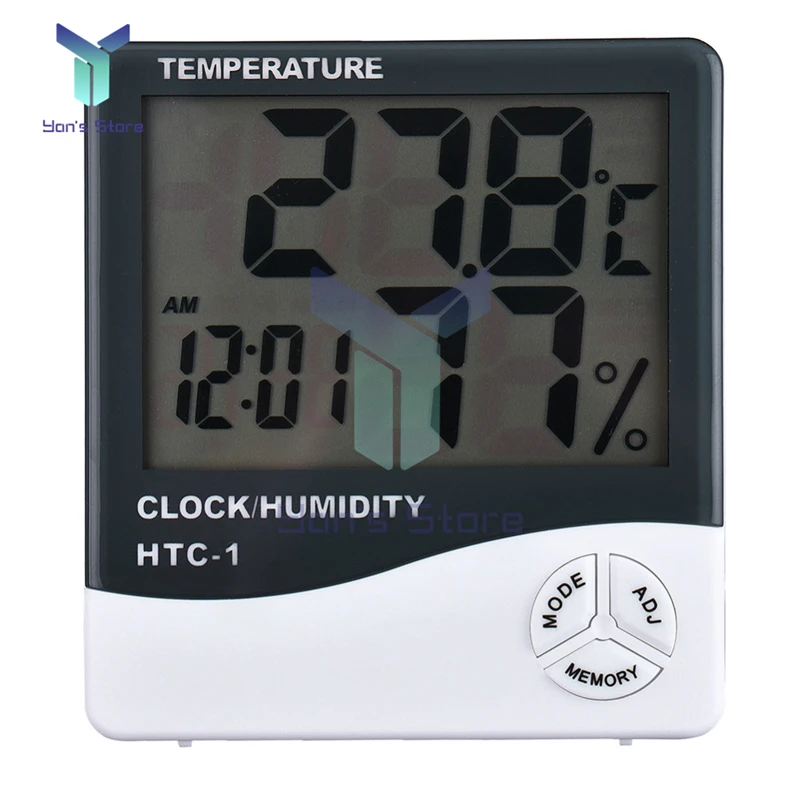 htc 1 indoor lcd electronic digital temperature humidity meter digital thermometer hygrometer alarm clock weather clock station free global shipping