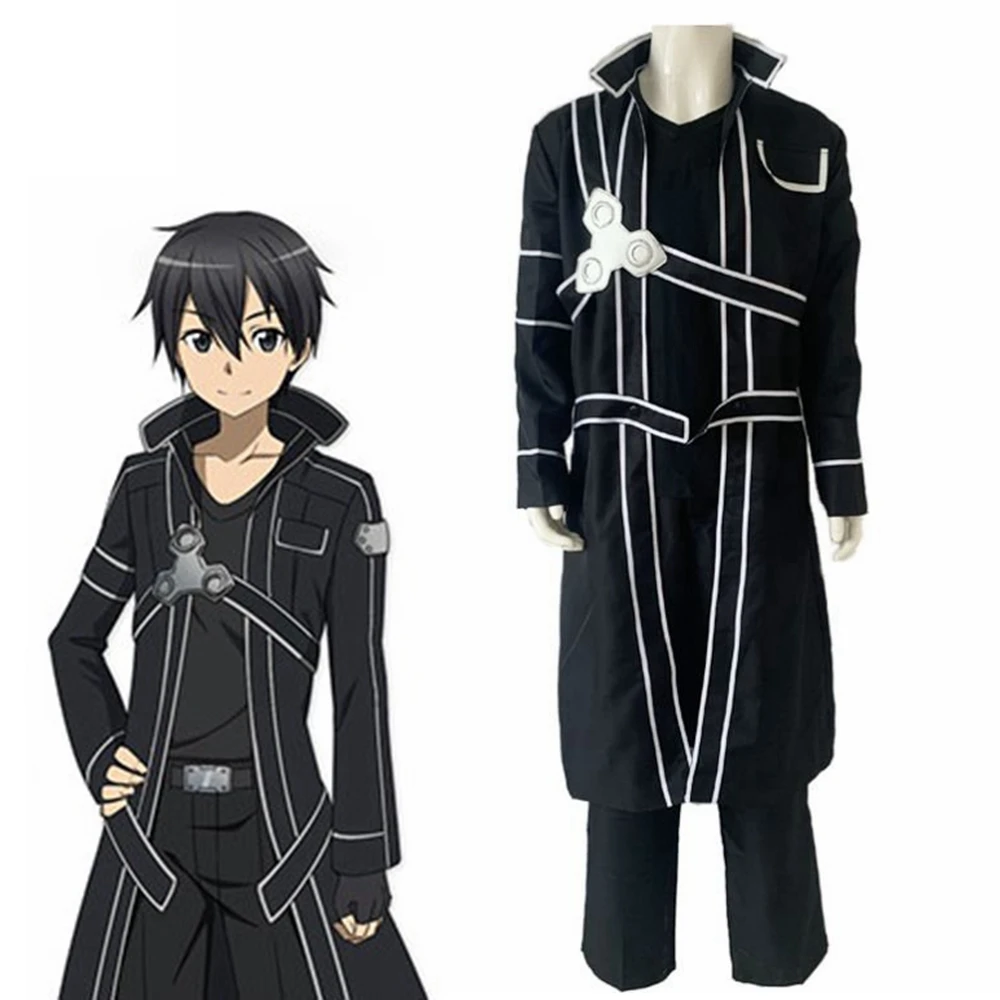 

Unisex Anime Cos Sword Art Online SAO Kirigaya Kazuto Kirito Cosplay Costumes Uniform Christmas Halloween Clothing