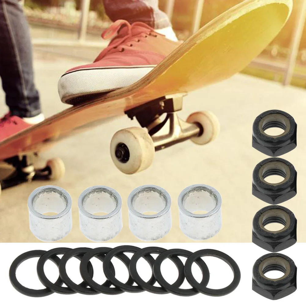 

16pcs Sleeve Standard Easy Install Aluminum Alloy Speed Washers Repair Skateboard Hardware Set Longboard Bearing Spacer Socket