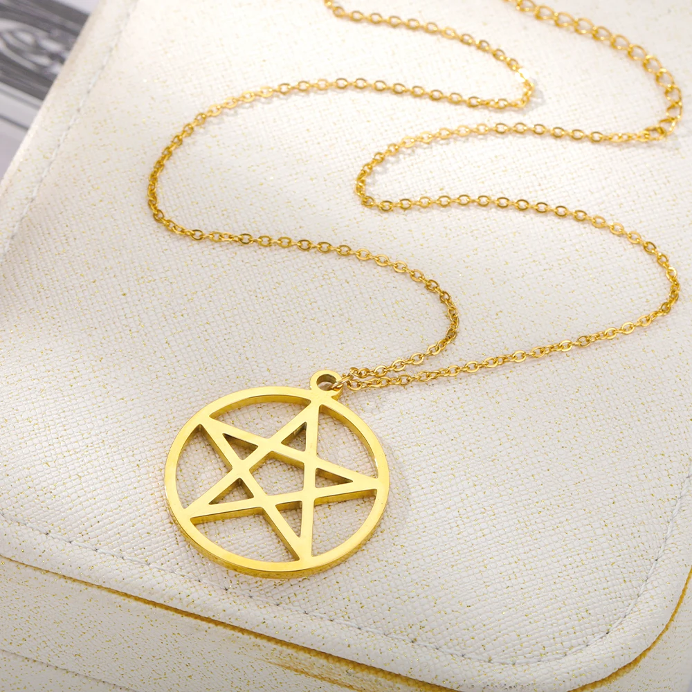 Ожерелья с пятиконечной звездой для женщин и девушек ожерелье из нержавеющей