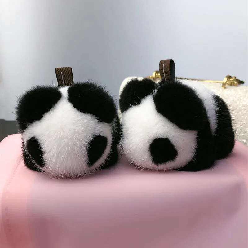 Новинка модный брелок с милой пандой мягкие брелки шариком из натурального меха