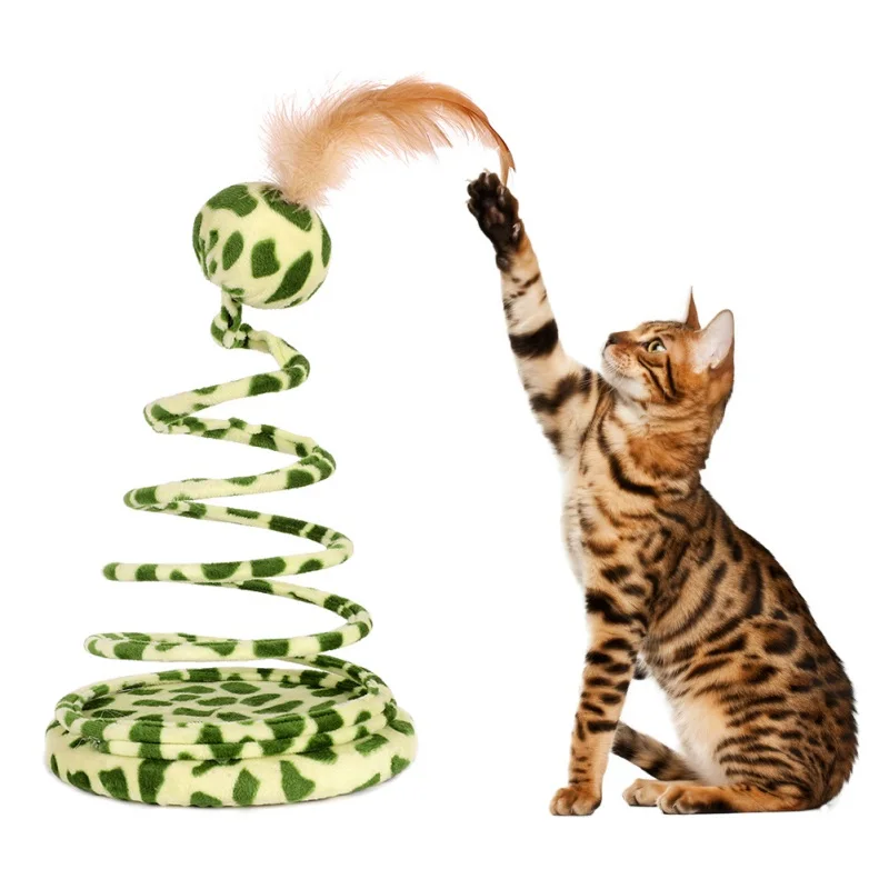 Забавная интерактивная игрушка в форме мяча для кошки Весенняя змея с пером