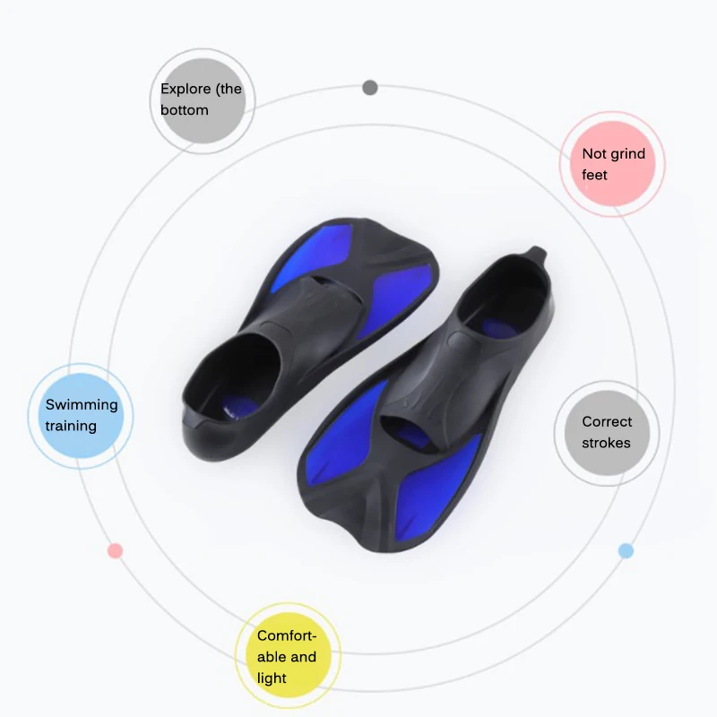 

Snorkeling Diving Swimming Fins Adult Kids Flexible Comfort Flippers Outdoor Water Sports Diving Fins Short Training Flippers
