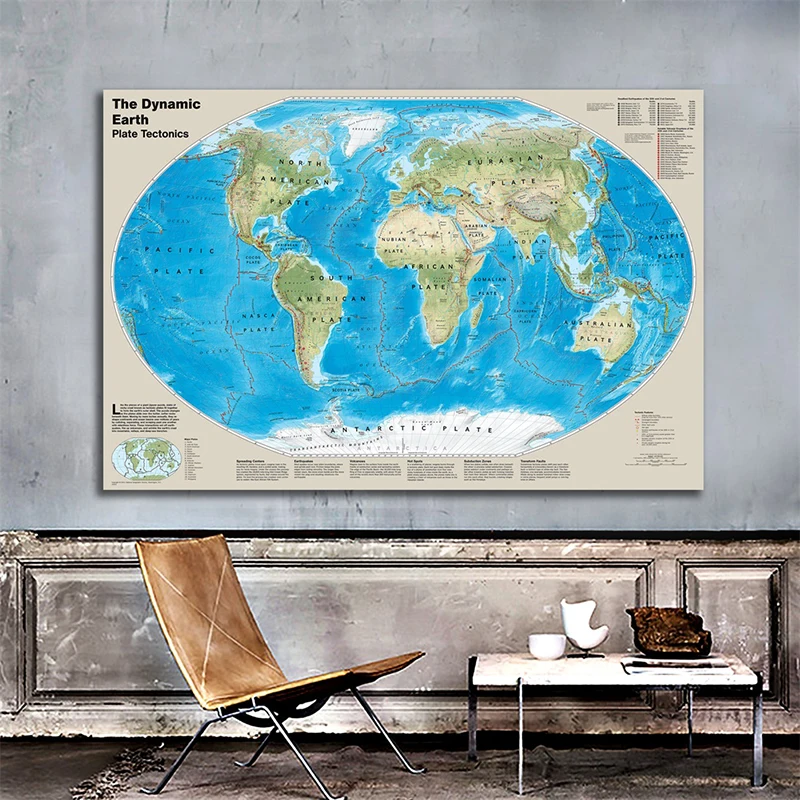 

The Earth Plate Tectonics World Map Posters and Prints Decoration Wall Paper Stickers Culture Travel Maps Home Office Supplies