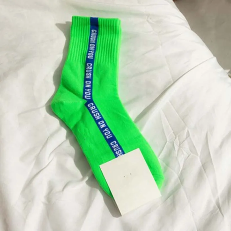 

Letter Pattern Art Socks Women Candy Color Skateboard Harajuku Skarpetki Socks Breathable Cotton Socks Low Ankle Funny Sokken