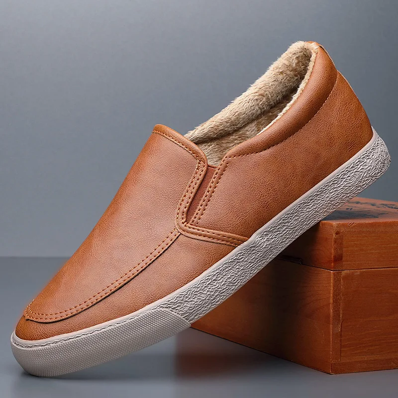

2020 Men Casual Winter Warm Shoes Luxury Brand Mens Loafers Moccasins Breathable Slip on Black Driving Shoes
