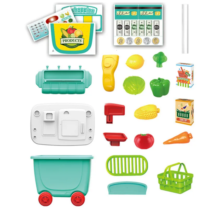 Children Pretend Play 34pcs/Set Trolley House Booth Educational Toy Super Funny Mini Role Play Toys Kitchen Workbench Bauble
