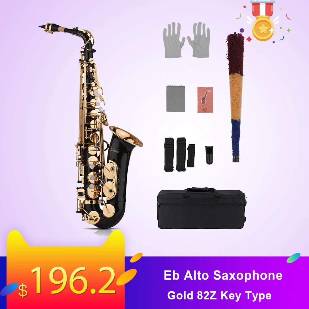 Muslady Eb альт саксофон Саксофон латунный лакированный Золотой 82Z ключ Тип духовой инструмент мягкий чехол для переноски перчатки