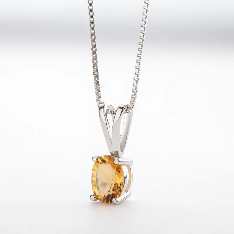 

Knobspin 100% 925 Sterling Silver Fashion Charms Sexy Natural Topaz Amethyst Oval 6x8mm Simple Pendant Necklace Fine Jewelry