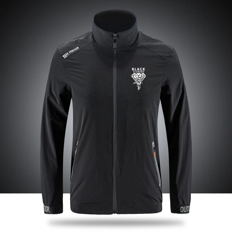 

Black Diamond jackets Breathable Brand Jackets Men's Outdoor Zippered Light Soft Fashion Front Printing sportswear jackets N040
