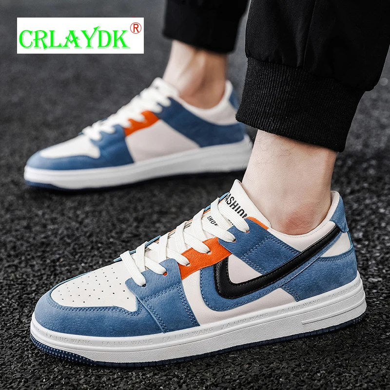 

CRLAYDK Youth Boys Breathable Leather Sneakers Skateboarding Walking Lace Up Shoes Students Sports Running Tennis for Men